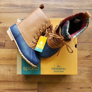 Sporto The Original Duck Boot TAN/NAVY size 6